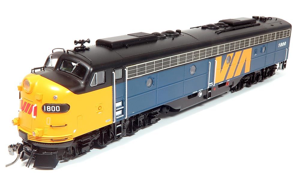 Rapido HO 28543 EMD E8A - Sound and DCC - VIA Rail Canada 1800 (blue, yellow, black, red Nose Logo)