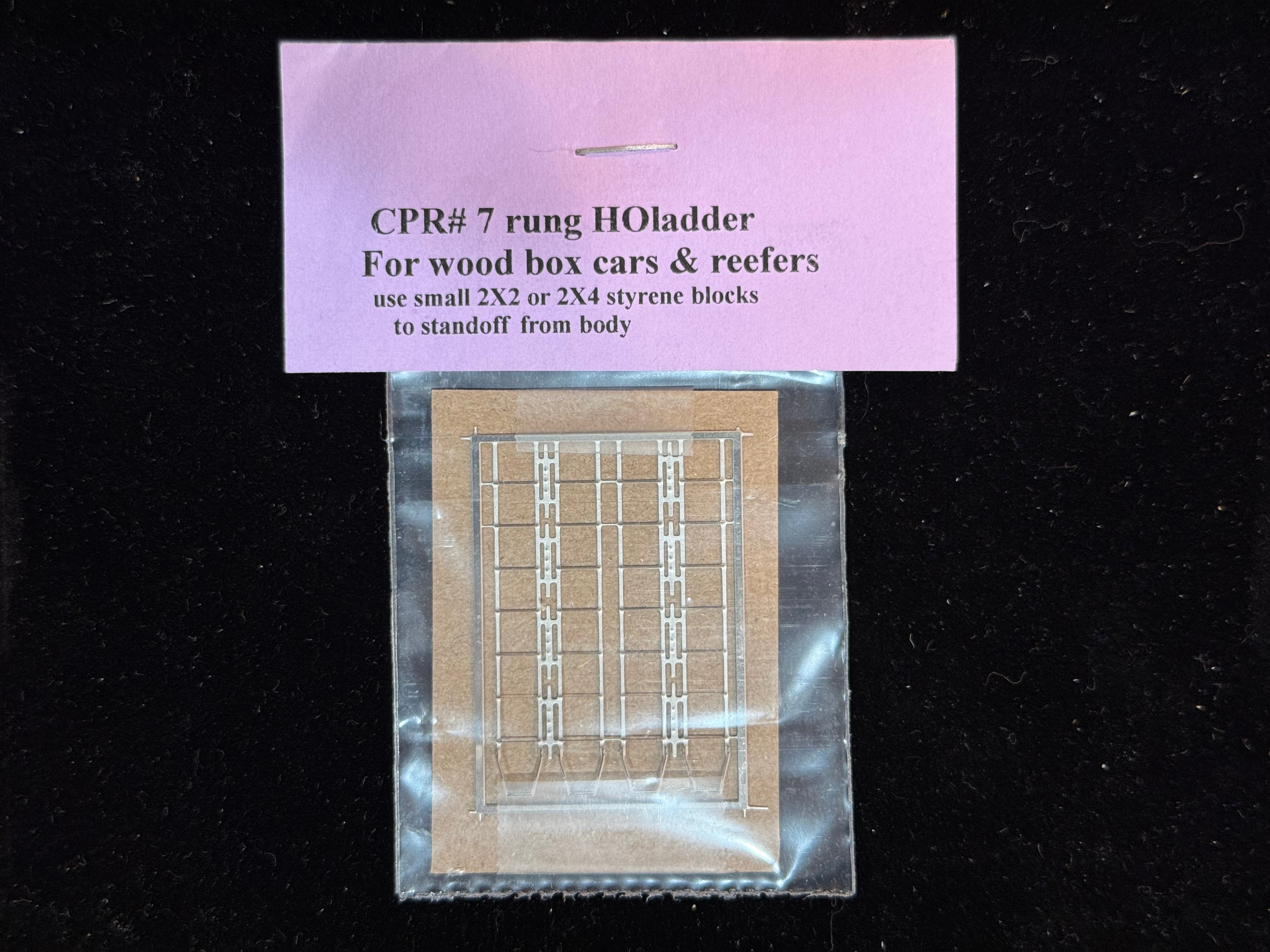 Black Cat Decals CPRLadd2-H HO CPR 7 Rung Ladders with Symmetrical Stirrup attached for Wood Boxcars