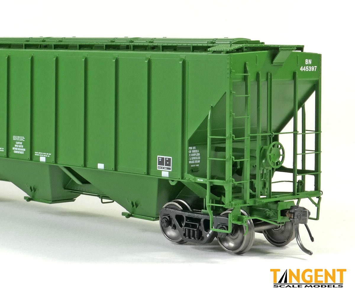 Tangent HO 21039-03 Burlington Northern (BN) “Logoless Repaint 1988” PS4427 “High Side” Covered Hopper #445397