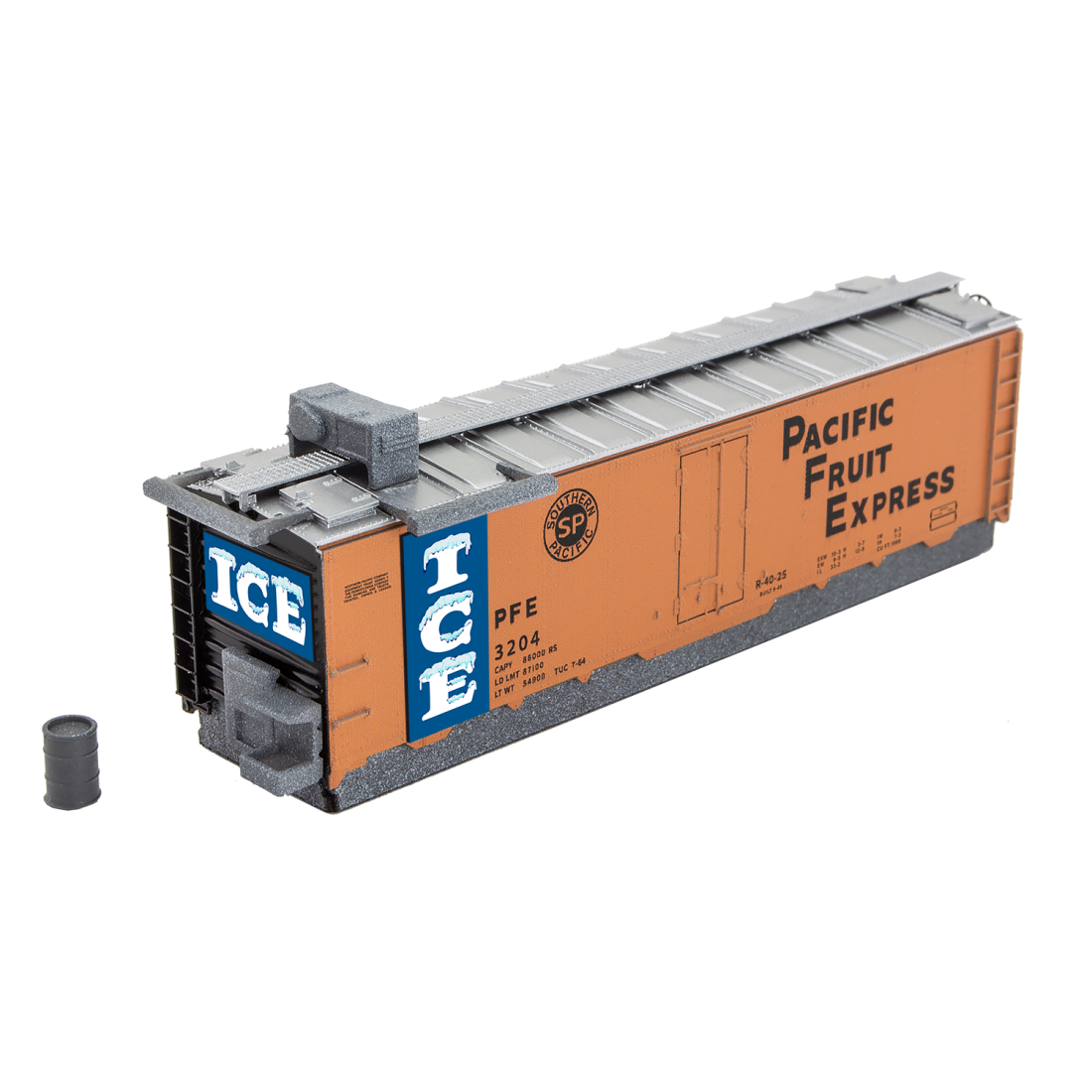 Micro Trains N 5900280 Ice Storage House - Former 40' Steel Ice Reefer - Kit - Pacific Fruit Express #3204 (orange)