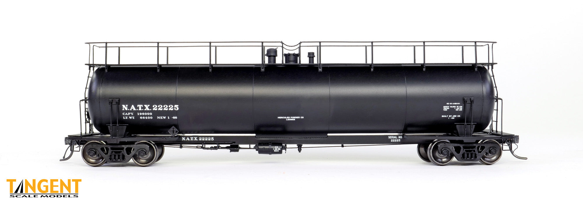 Tangent HO 31011-02 NATX “Black Lease Delivery 1966” NACC 1963-Design 20,500gal Non-Insulated Tank #22225