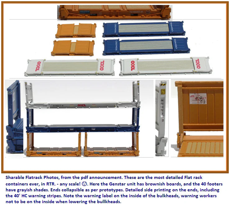 JTC 402551 N Flatracks Container Assortment Genstar/Cronos/OOCL (Magnetic & IBC Pins Connection)