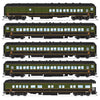 Broadway Limited Imports HO 9101 Heavyweight 5-Car Set - Combine, 3 P70 Coach, Business Car Set - Canadian National (1950s Scheme; green, black, yellow)