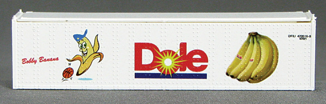Con-Cor N 443113 40' Reefer Container w/ThermoKing Ends 2-Pack - Ready to Run -- Dole DFIU Set #1 (white, red, blue, Bobby Banana w/Basketball)
