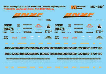 Microscale HO 4380 Burlington Northern & Santa Fe - BNSF -- Mini-Cal ACF Center Flow Covered Hoppers (2005+)