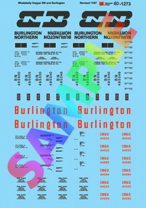Microscale N 601273 Burlington Northern - BN, Chicago Burlington & Quincy - CB&Q -- Whalebelly Hopper