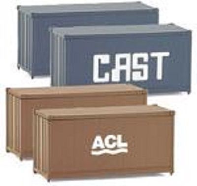 Micro Trains Z 76000120 20' Container 4-Pack - Ready to Run -- 2 Each: Cast (blue) & ACL (brown)