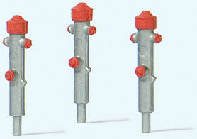 Preiser HO 17715 Fire Hydrants -- Silver pkg(3)