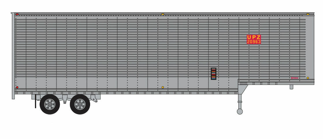 Trainworx Inc HO 8030701 40' Hi-Cube Drop-Frame Corrugated-Side Van Semi Trailer - Assembled -- Union Pacific UPZ #1 (silver, red)