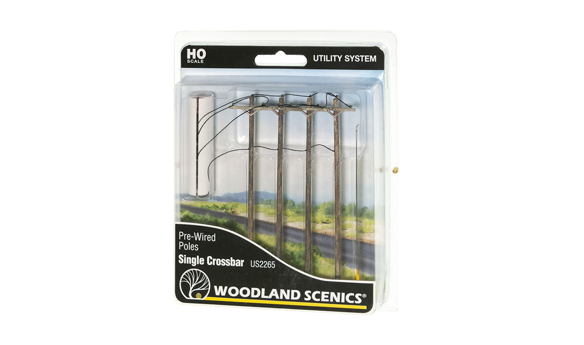 Woodland Scenics 2265 Pre-Wired Poles Single Crossbar (HO)
