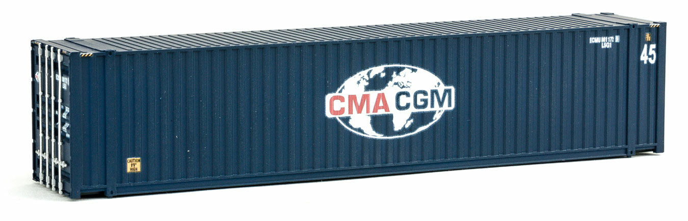 Walthers Scenemaster HO 8553 45' CIMC Container - Assembled -- CMA/CGM (blue, white, red, Globe Logo)