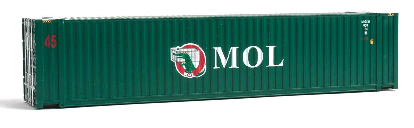 Walthers Scenemaster HO 8564 45' CIMC Container - Assembled -- Mitsui Overseas Lines MOL (green, white, red, Alligator Logo)