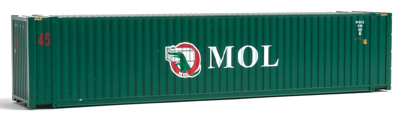 Walthers Scenemaster HO 8564 45' CIMC Container - Assembled -- Mitsui Overseas Lines MOL (green, white, red, Alligator Logo)
