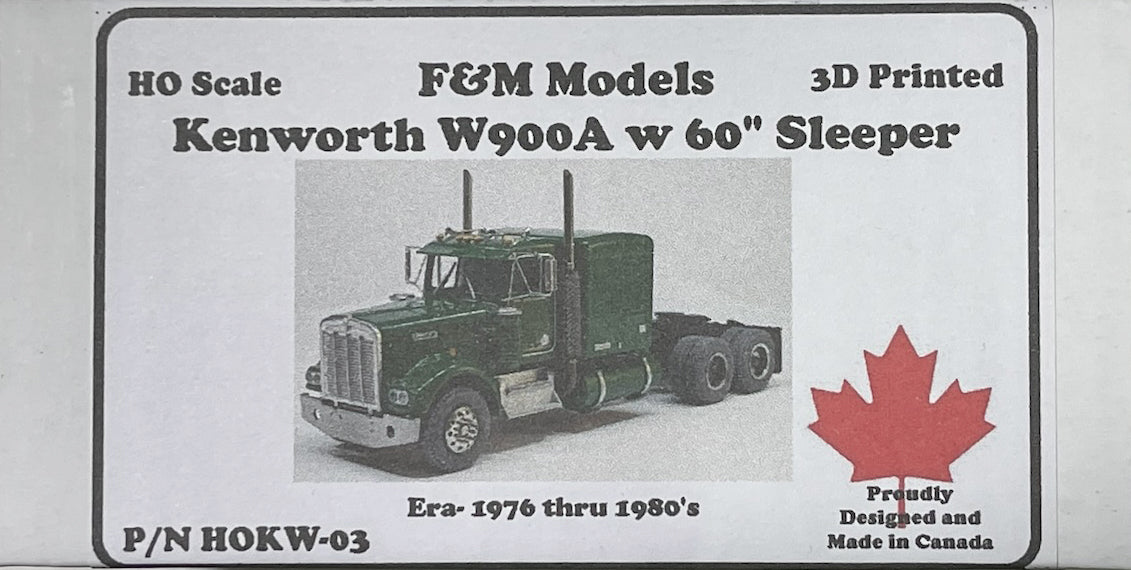 F&M Models HO Scale HOKW-03 Kenworth W900A w 60" Sleeper Truck (Resin Kit)