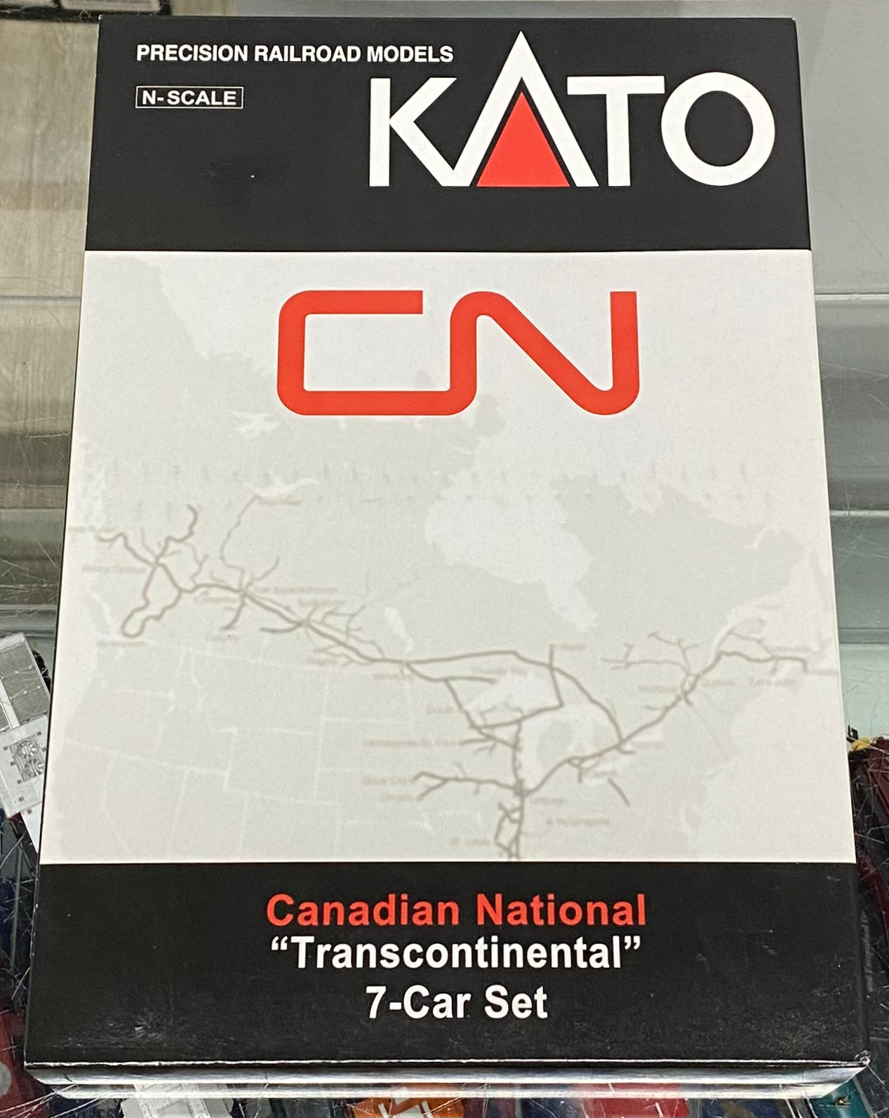 Kato 106-102-1 N 7 Car Set Transcontinental Passenger Cars Lighted Canadian National (CN) (#3)