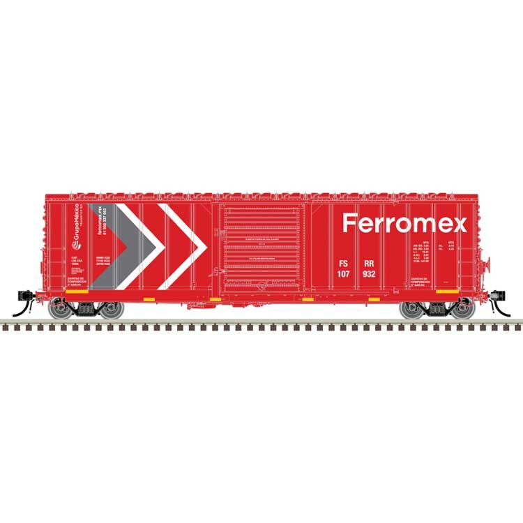 Atlas HO 20007544 CNCF 5000 50' Boxcar - Master(R) - Ferromex #107932 (2020s red, white, gray)