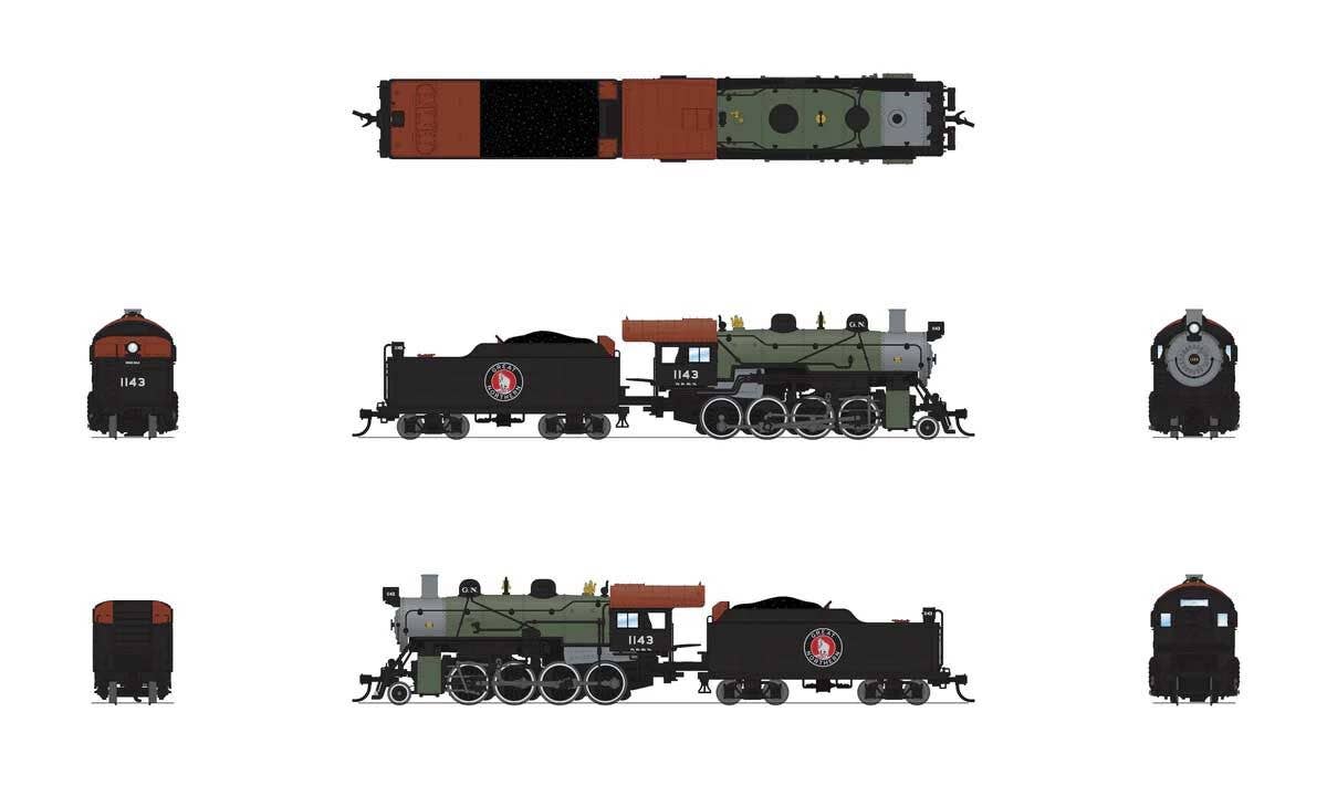 Broadway Limited Imports N 8383 2-8-0 Consolidation - Sound, Smoke and DCC Paragon4(TM) - Great Northern #1145 (green, black, graphite, Tuscan)