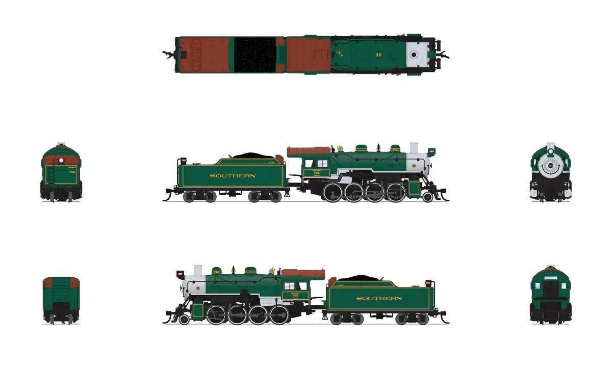 Broadway Limited Imports N 8386 2-8-0 Consolidation - Sound, Smoke and DCC Paragon4(TM) - Southern Railway #722 (green, silver, Tuscan)