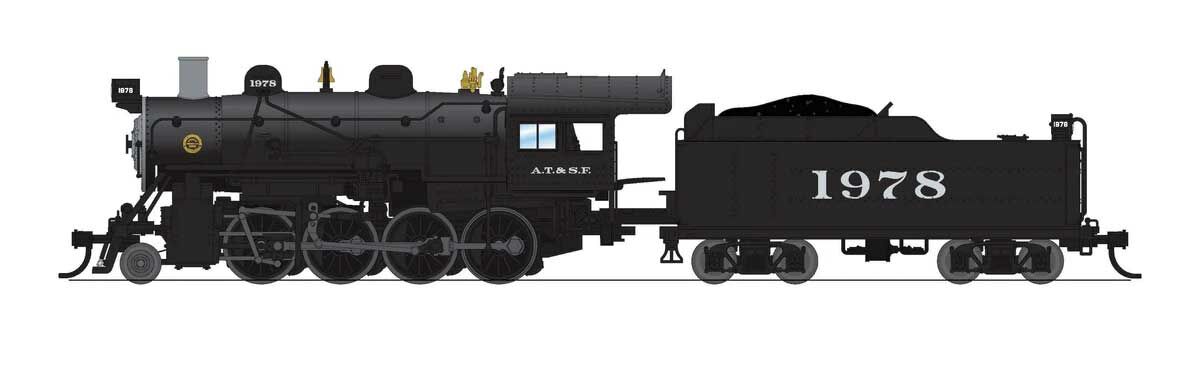 Broadway Limited Imports N 8398 2-8-0 Consolidation - Standard DC - Stealth - Santa Fe #1978 (black, silver)