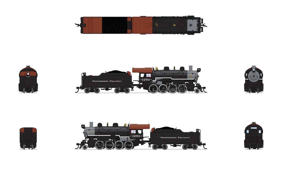 Broadway Limited Imports N 8402 2-8-0 Consolidation - Standard DC - Stealth - Northern Pacific #1253 (black, graphite, Tuscan)