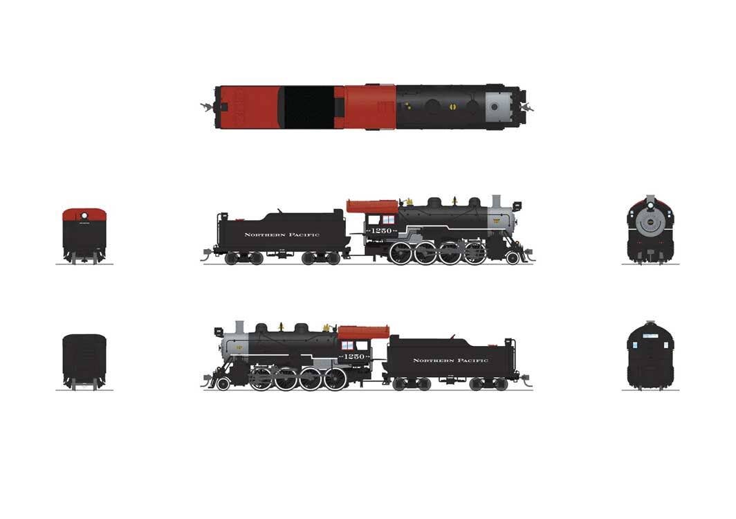 Broadway Limited Imports HO 8754 2-8-0 Consolidation - Standard DC - Stealth - Northern Pacific #1252 (black, graphite, Tuscan)