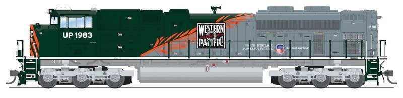 Broadway Limited Imports HO 9781 EMD SD70ACe - Standard DC - Stealth Series - Union Pacific #1983 (Western Pacific Heritage, green, silver)