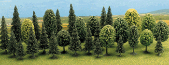 Busch A 6489 Mixed Forest Trees pkg(30) - 12 Deciduous: 2-3/4 to 4-15/16"; 18 Pine: 2-3/8 to 5-5/16"