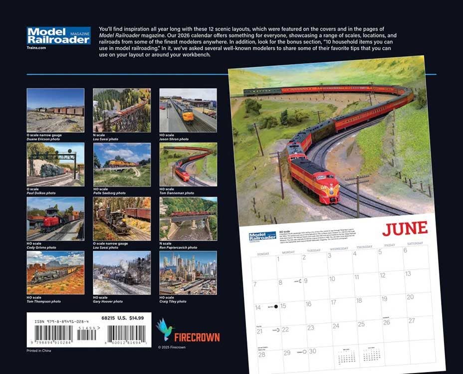 Kalmbach 68215 2026 Model Railroader Calendar - 12 Month Calendar, 13 x 10-1/2"