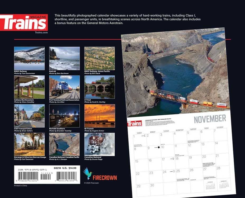 Kalmbach 68216 2026 Trains Across America Calendar - 12 Month Calendar, 13 x 10-1/2"