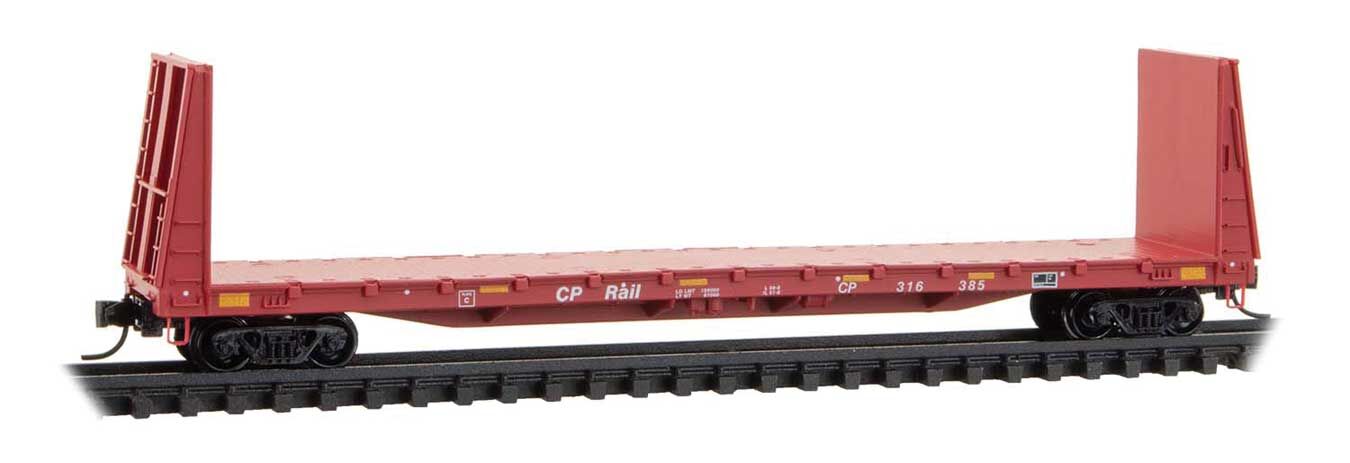 Micro Trains N 5400450 61' 8" Bulkhead Flatcar - Canadian Pacific #316385 (Action Red, white)