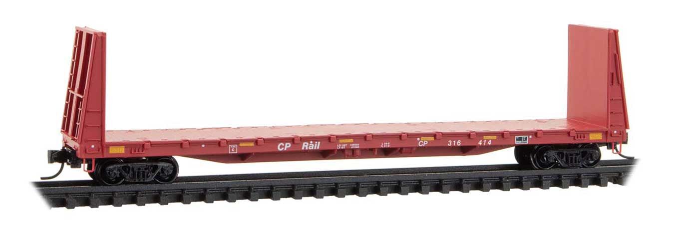 Micro Trains N 5400451 61' 8" Bulkhead Flatcar - Canadian Pacific #316414 (Action Red, white)