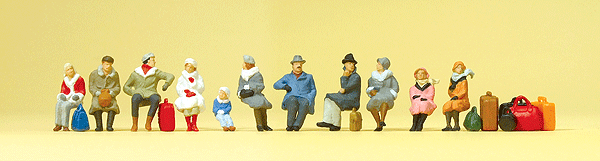 Preiser Kg HO 10317 Seated Passengers in Winter Clothes - pkg(11)