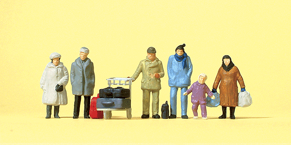 Preiser Kg HO 14038 Passengers - Travelers in Winter Clothing pkg(6)