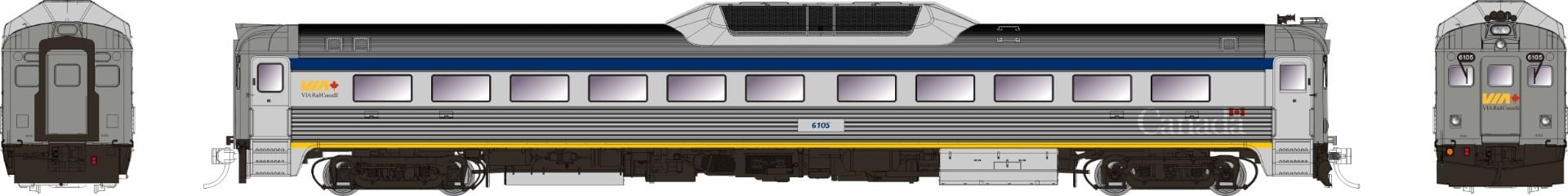 Rapido 016346 HO Budd RDC-1 (Ph 2 (DC/Silent): VIA Rail Canada - 2010s Rebuild: #6105