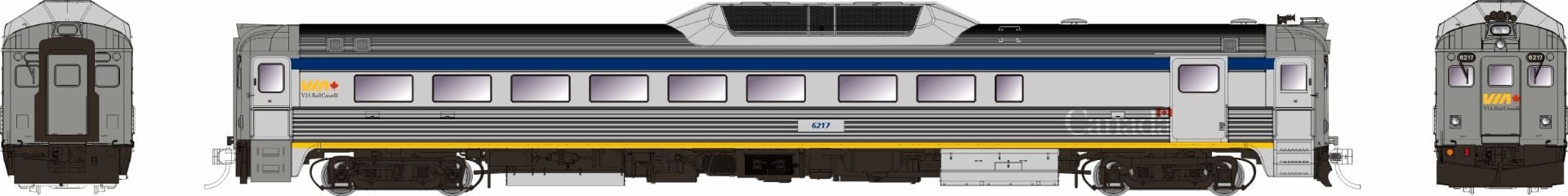 Rapido 016347 HO Budd RDC-2 (Ph 2 (DC/Silent): VIA Rail Canada - 2010s Rebuild: #6217