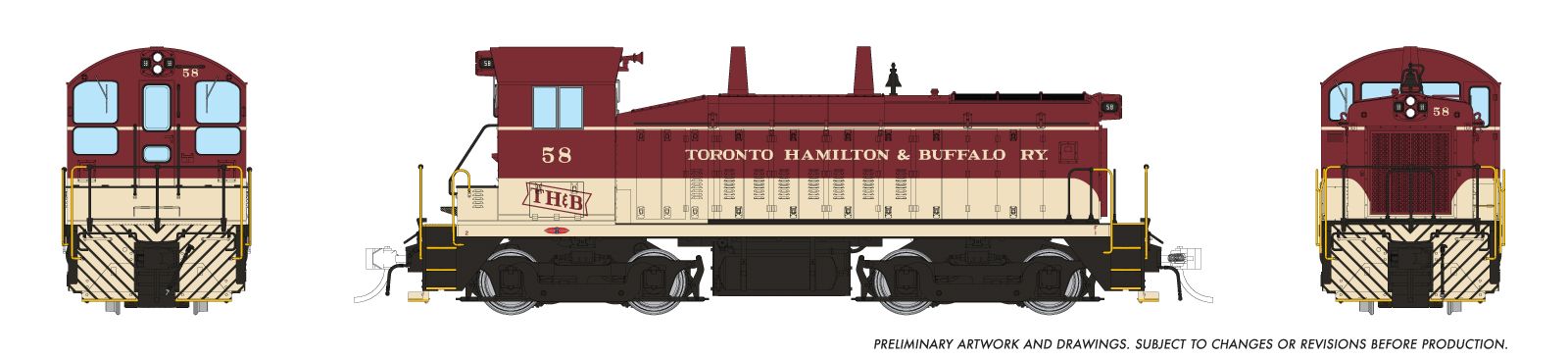Rapido 027106 HO EMD SW9 (DC/Silent): Toronto, Hamilton & Buffalo: #58