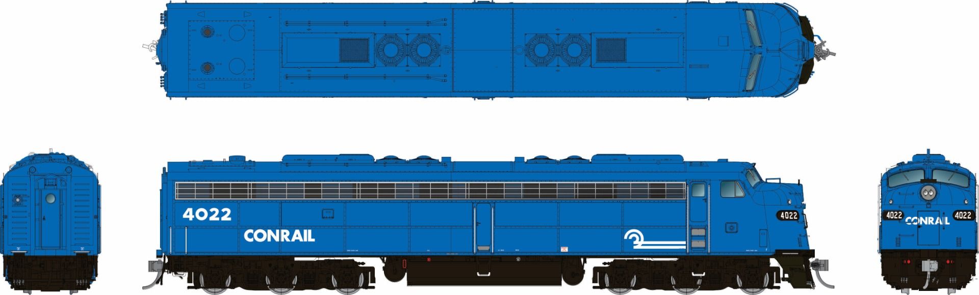 Rapido 028829 HO EMD E8A (DC/DCC/Sound): Conrail - Blue Scheme: #4022