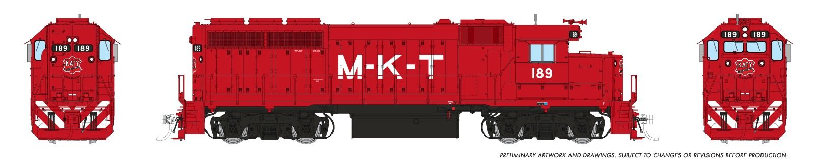 Rapido 040557 HO EMD GP40 (DC/DCC/Sound): MKT - Red Scheme: #189