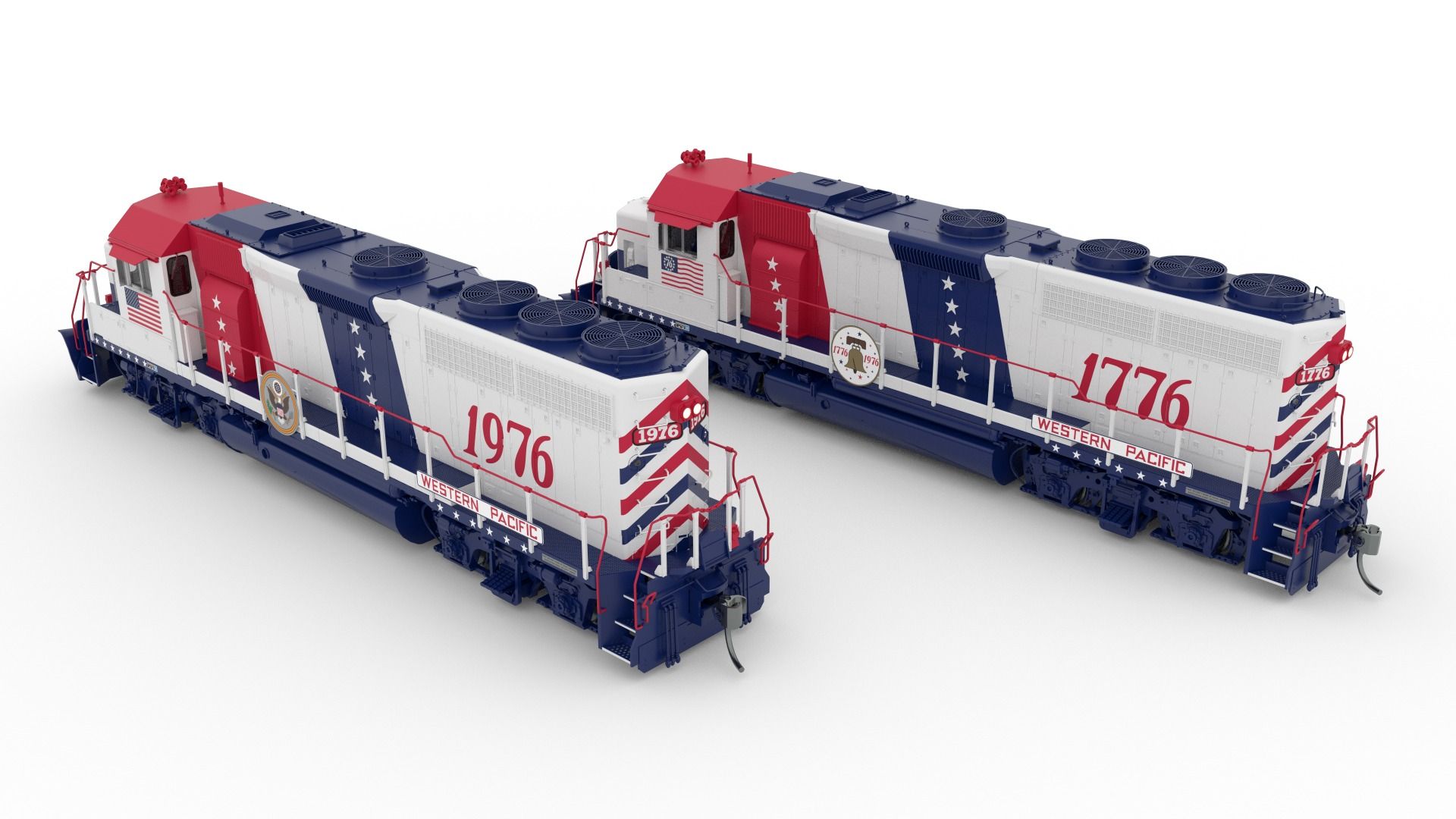 Rapido 040560 HO EMD GP40 (DC/DCC/Sound): Western Pacific - Bicentennial: #1776 + 1976