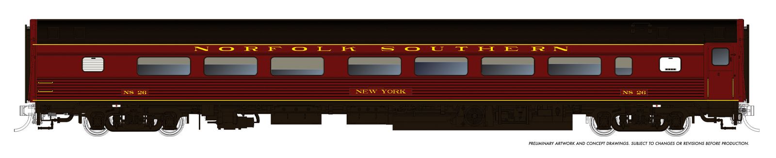 Rapido 115160 HO Budd Coach: Norfolk Southern - Executive: #27 New York