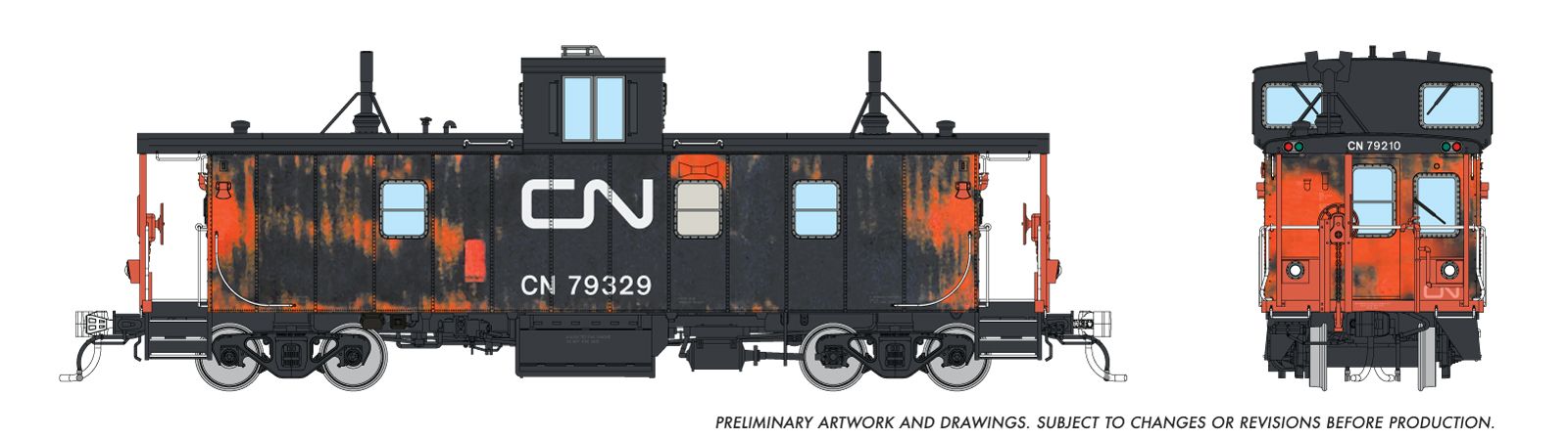Rapido 166039 HO HS Caboose: CN - Faded: #79329