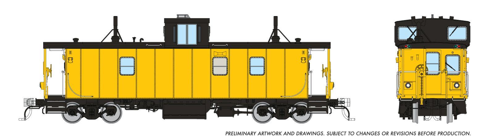 Rapido 166098 HO HS Caboose: Painted/Unlettered - Yellow