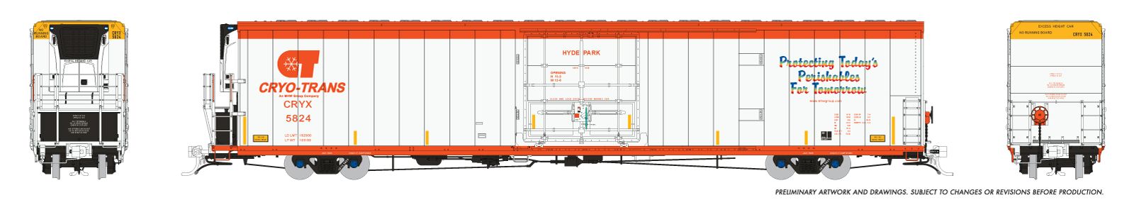 Rapido 167002 HO Greenbrier 7780cuft Reefer: Cryo-Trans: 6-Pack #2