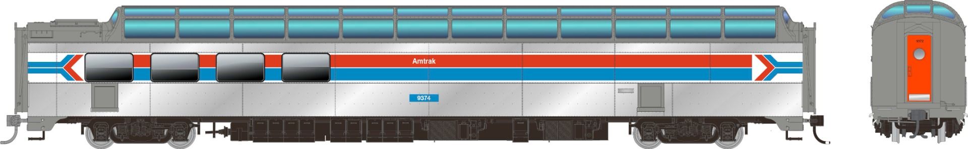 Rapido 175017 HO SP Dome-Lounge w/Flat Sides: Amtrak - Phase 1: #9375