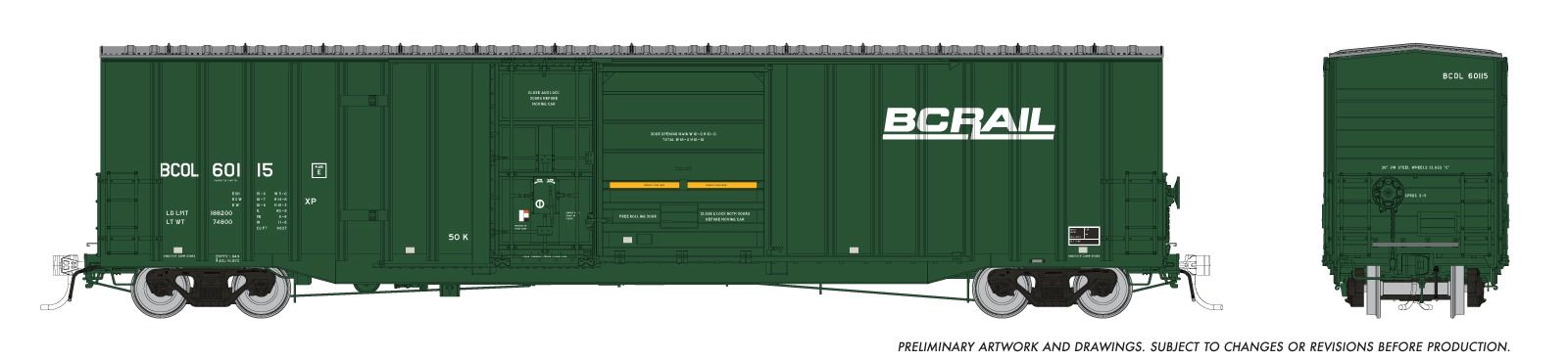 Rapido 191002A HO Trenton Works 6637cuft boxcar: BC Rail - As-Delivered: Single Car #2