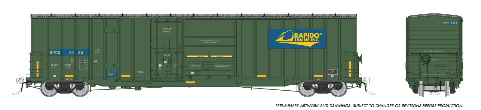 Rapido 191008 HO Trenton Works 6637cuft boxcar: Rapido Trains: #2025 Single Car