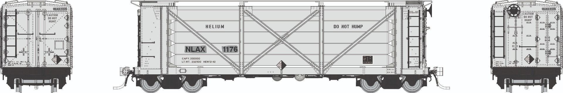 Rapido 195007 HO ACF Helium Car: NASA (NLAX) - All-Silver Scheme: 6-Pack