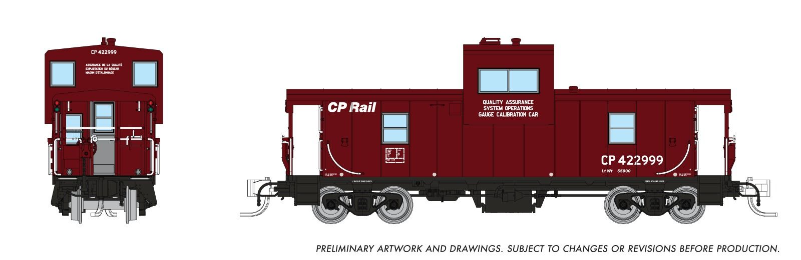 Rapido 510051 N Wide Vision Caboose: CP Rail - Gauge Calibration Car: #422999
