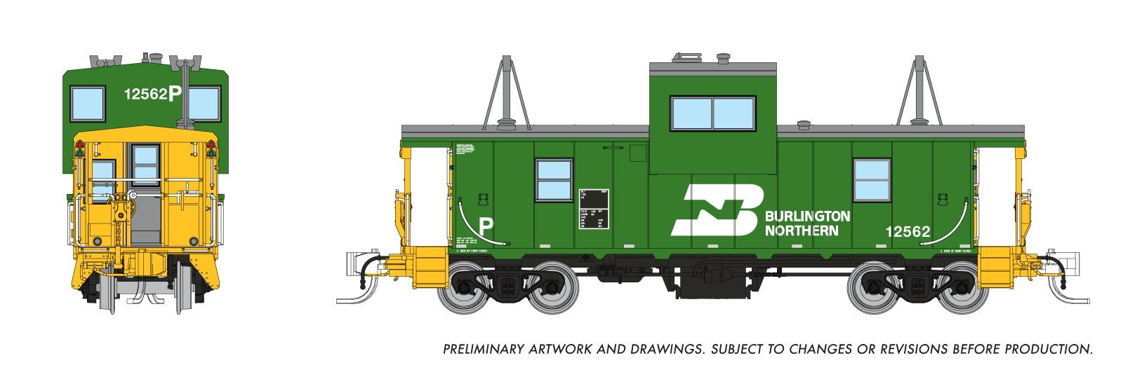 Rapido 510063 N Wide Vision Caboose: Burlington Northern: #12562
