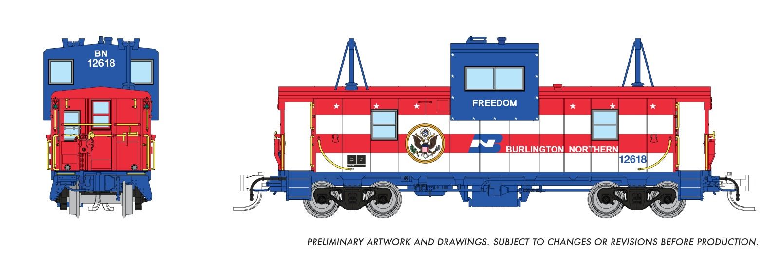 Rapido 510065 N Wide Vision Caboose: BN - "Freedom": #12618